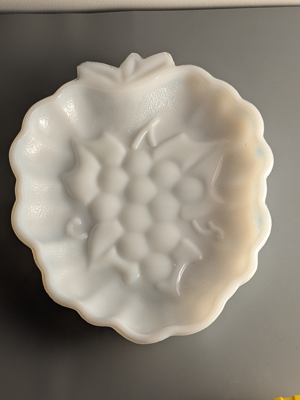 Vintage White Grape Embossed Scalloped Edge Serving Dish Collectible Decor